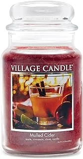 Village Candle Mulled Cider 26 oz Glass Jar Scented Candle, Large