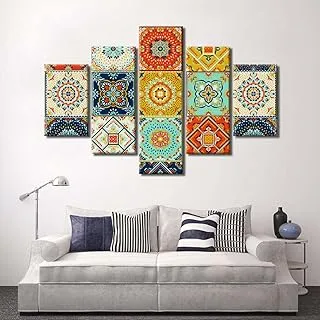 Squares Variety Of Design And Color, Canvas Wall Art, Multicolour, Canvas, 5 Pieces, 2X30X60-2X30X80-30X100 Cm By(BPA®)