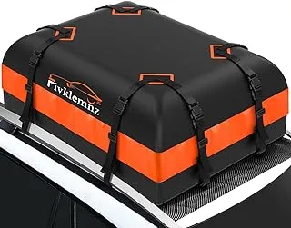 Fivklemnz Car Roof Bag Cargo Carrier, Waterproof Rooftop Cargo Carrier with Anti-Slip Mat + 8 Reinforced Straps + 4 Door Hooks, Suitable for All Vehicle with/Without Rack (15 Cubic)