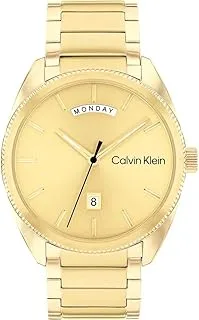 Calvin Klein MEN'S GOLD DIAL IONIC PLATED THIN GOLD STEEL BRACELET WATCH - 25200447