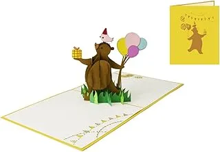 Paper Color The Bear Birthday Pop Up 3D Birthday Greeting Card, 15 x 30 x 0.10 cm Size, Multicolour