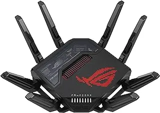 راوتر الألعاب ASUS ROG Rapture GT-BE98 رباعي النطاق WiFi 7 AiMesh قابل للتمديد، 25 جيجابت في الثانية، 320 ميجاهرتز، 4K-QAM، منافذ 10 جيجا مزدوجة، منافذ 2.5 جيجا رباعية، شبكات VPN، ربط الهاتف المحمول 4G LTE/5G - أسود