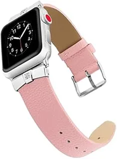 Generic Warable Devices Accessories - Génúíné Leather Diamond Strap for ÁƤƤŁé watch 44mm 42mm 40mm 38mm Fran-16Ą bracelet wristband for íwátch 6 5 4 3 2 SE band (Pink 38(40) mm With box)