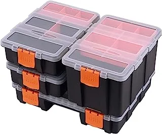 CASOMAN Hardware & Parts Organizers, 4 Piece Set Toolbox, Compartment Small Parts Organizer, Versatile and Durable Storage Tool Box