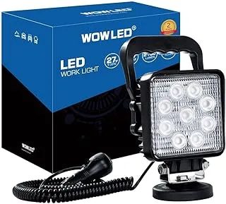 WOWLED 27W Portable LED Work Light Flood Lamp with Magnetic Base for Car, Off-road, Truck, Boat, Tractor, Truck, Engineering Vehicle, Maintenance, Camping Light DC 9-32V …