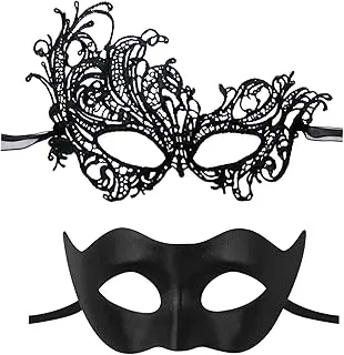 IncreDecor Couple Masquerade Lace Mask Set, Fit for Women & Men Venetian Halloween Masks, Specially for Costume, Mardi Gras