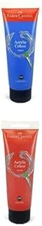 Faber-Castell Colour Paint 120 Ml Cobalt Blue + Colour Paint 120 Ml India Red