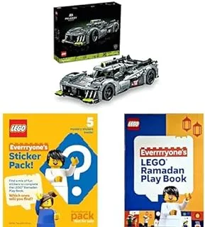 LEGO Technic PEUGEOT 9X8 24H Le Mans Hybrid Hypercar 42156 Building Blocks Toy Car Set (1 With LEGO Book & LEGO Surprise Stickers!