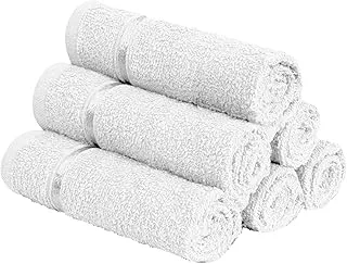 Story@Home 100% Terry Cotton Set of 6 Pieces Highly Absorbent and Quick-Drying, Hotel & Spa Quality Super Soft Face Towel, 450 GSM (30 x 30 cm, White)