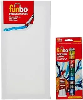 Funbo Canvas with Acrylic Colors Set 12 ml, 20 cm x 40 cm Size