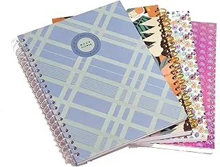 Ambar Moon Flower Teen Hard Cover 80 Sheets Spiral Notebook 5-Pack, A5 Size