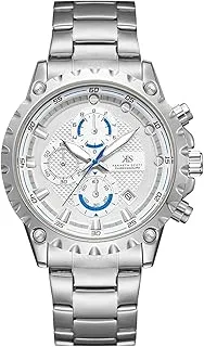 Kenneth Scott Men's Quartz Movement Watch, Chronograph Display and Stainless Steel Strap - K22102-SBSW, Silver