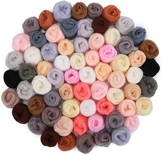 72pcs 7.6 oz Needle Felting Wool- 24 Dark Colors Nature Fibre Wool Yarn Roving Needle Felting Hand Spinnings for Wool Felting Yarn Supplies DIY Craft Materials, 3g/Pack