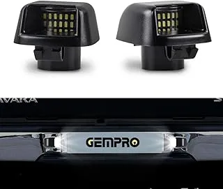 License Plate Light, GemPro 2Pcs LED License Plate Tag Lamp Assembly Replacement Compatbile for Nissan Frontier Titan Xterra Armada Suzuki Equatorx, Powered by 18SMD Xenon White LED Lights (black)