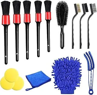 McMola Car Detailing Cleaning Brushes Kit, 15 Pcs Car Interior Washing Tool Set, Automotive Detail Brushes for Car Exterior, Interior, Air Vents, Dashboard, Emblems, Engine, Wheel