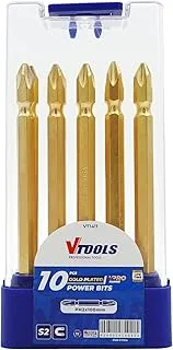 VTOOLS 10 Pieces PH2 Magnetic Screwdriver Bits Set 3/9 Inch VPRO, Gold Plated S2 Steel Precision Bits with Case, Ideal Tool for Repairing Car, Bicycle, Furniture, VT1411