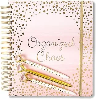 Votum 18-Month Day Large Planner, 2024-2025, Daily, Weekly & Monthly, January 2024-June 2025, Organized Chaos - Appointment Book with 3 Sticker Sheets, Twin-Ring Binding, Notes Pages - School & Work