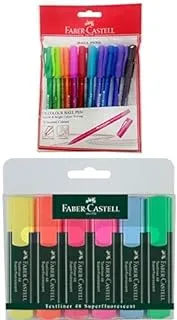 Faber-Castell Ball Pen 0.7Mm Poly Bag Of 10Pc + Faber-Castell Classic Highlighter Wallet Of 6