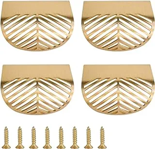 RZDEAL Solid Brass Cabinet Handles Brushed Gold Leaf Knobs and Pulls for Dresser Drawer Handles 2-3/8