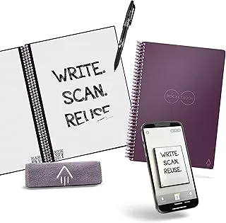 Rocketbook Smart Reusable Notebook - Lined Eco-Friendly Notebook with 1 Pilot Frixion Pen & 1 Microfiber Cloth Included - Plum color Cover, Executive Size (6