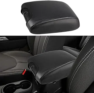 CEBAT Center Console Armrest Box Cover Anti-Scratch Leather Auto Central Armrest Protector Pad Interior Decoration Accessories Fit for Jeep Wrangler JK 2011-2017(Carbon Fiber) (6644)