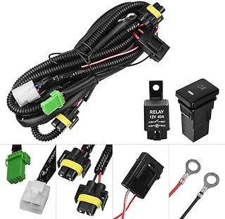 HUIQIAODS H11 H9 880 881 Fog Light Wiring Harness Socket Wire Connector with 40A Relay ON/Off Switch Kits for Toyota GM Hyundai Accent Elantra Peugeot LED Work Lamp Driving Light Etc