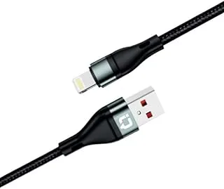 IQ TOUCH 1-Meter USB-A to Lightening Charging Cable, Nylon Braided Cable, 3.1A Fast Charging, Long Bend Lifespan, Multiple Circuit Protection, Fast Charging & Data Transfer Cable, Black