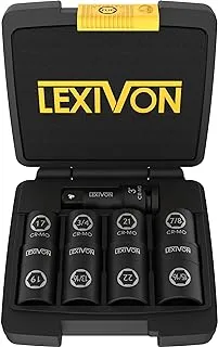 LEXIVON Lug Nut Impact Socket Set, 1/2-Inch Drive | Innovative 8-IN-4 Flip Socket Design, Covers Most Commonly Used Inch & Metric Wheel Nuts | Cr-Mo Steel = Full Impact Grade (LX-110)