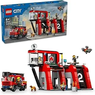 LEGO® City Fire Station with Fire Engine 60414 Building Blocks Toy Car Set; Toys for Boys, Girls, and Kids (843 Pieces)