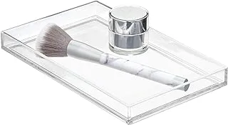 iDesign Bathroom Tray for Towels, Cosmetics and Accessories, The Clarity Collection – 8.68” x 5.34” x 0.95”, Brushed Silver