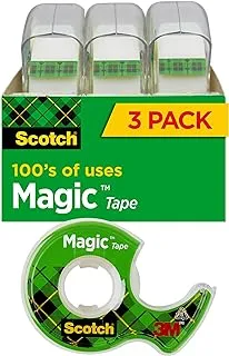 Scotch Magic Tape, 3 Rolls, Numerous Applications, Invisible, Engineered for Repairing, 3/4 x 300 Inches, Dispensered (3105)