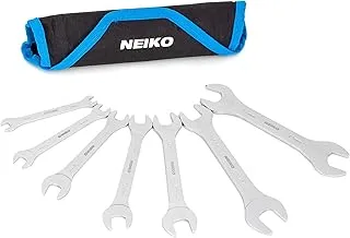 Neiko 03581A Super Thin Wrench Set Metric, 3-4mm Thick, 7 Piece Small Double Open End Slim Wrench Set, Metric Spanner Wrench Set, 14 Sizes from 6mm to 19mm, Angle Open Ended Skinny Wrench