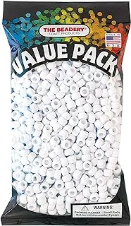 The Beadery 6 by 9mm Barrel Pony Bead, White, 900-Pieces