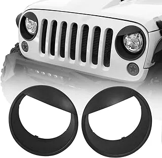 Hooke Road Black Angry Bird Headlight Cover Clip-in Bezels for 2007-2015 Jeep Wrangler & Wrangler Unlimited JK - Pair