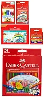 Faber-Castell Drawing Book A4 &Color Pencil 12 Color & Felt Pen 12 Color & Wax Crayons 12 Colour + COLOUR PENCILS 24 COLOUR