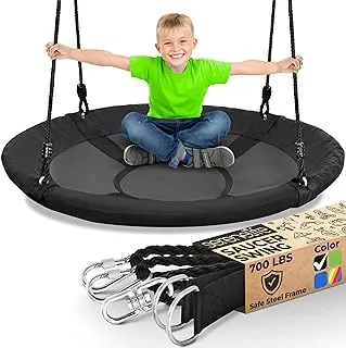 SereneLife SLSWNG100 Outdoor Hanging Spinner Flying Saucer Tree Swing with Cushion Padding