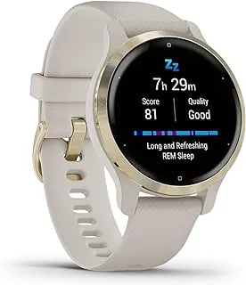 Garmin VENU 2S, LIGHT GOLD STAINLESS STEEL BEZEL WITH LIGHT SAND CASE AND SILICONE BAND