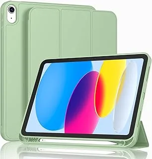 AWH New iPad 10.9 Inch Case 2022(10th Gen) with Pencil Holder,Trifold Stand Smart Case with Soft TPU Back,Auto Wake/Sleep (Matcha Green)