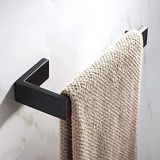 JunSun Towel Ring Stainless Steel Towel Holder Contemporary Bathroom Hardware Towel Bar for Bathroom Lavatory Wall Mounted, Matt Black