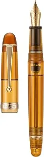 Asvine V126 Vacuum Filling Fountain Pen Medium Nib, Transparent Brown Acrylic, Large-Capacity with Gift Case