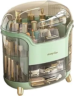 2023 New Makeup Organizer, Portable Makeup Dustproof Cosmetic Storage Box Large Capacity Cosmetic Display Case Countertop Skin Care Organizer Suit for Cosmetics Skincare Jewelry Lipstick (Green)