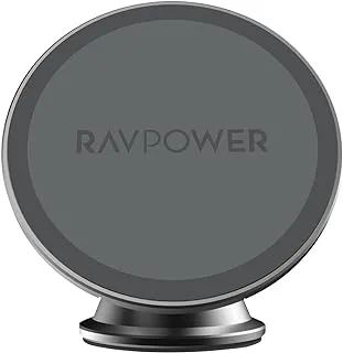 RAVPower Magnetic Car Phone Mount for Dashboard, Ultra Strong Magnetic Force, 360° Free Rotation, Firm Magnetic Grip >2kg, 2x Adhesive Base, Fit for All Cell Phone, Black