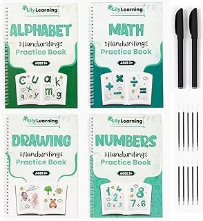 Lily Learning Handwriting Practice Kit - Reusable Copybooks for Kids - Large Writing Practice Books - Magic Ink, Groove Workbooks (Full Set)