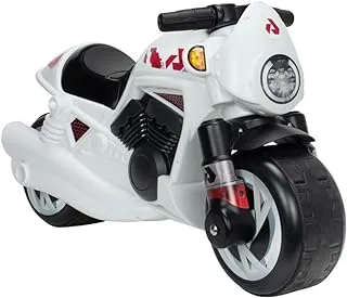 INJUSA - Wheeler Ride-On Motorcycle, Recommended for Children +18 Months, with Rubber Covers on Wheels and Realistic Design, White