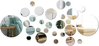 BPA® Solid Circle Wall Stickers Circle Mirror DIY Living Room/Bedroom/Decoration 28pcs Silver