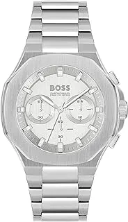 BOSS Chronograph Quartz Watch for men TAPER Collection with Silver Stainless Steel bracelet - 1514087, White, bracelet