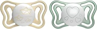 Chicco PhysioForm Light Lumi 2-6 Months Silicone Teat Promotes Proper Mouth Development (Pack of 2) Neutral