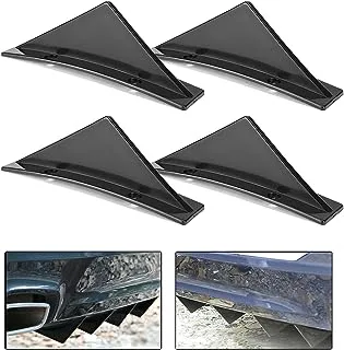 Carridar 4Pcs Universal Curved Shape Rear Bumper Diffuser Shark Fin Spoiler Trim Covers Decoration Set Lip Wing Splitter, Black