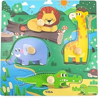 Viga Wooden Knob Puzzle - Wild Animals