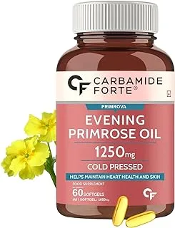 Carbamide Forte Evening Primrose Oil Capsules 1250mg - 100% Pure & Cold Pressed, Hexane & Paraben Free EPO with 10% GLA – 60 Capsules